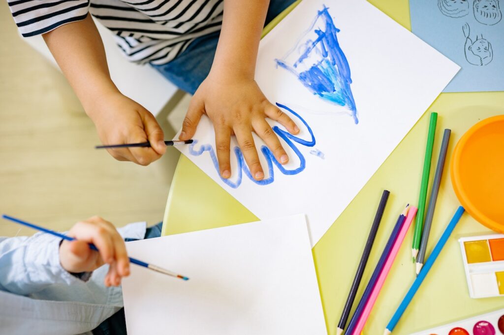 Children Playing Tag Painting Illustration Illustrative Technique